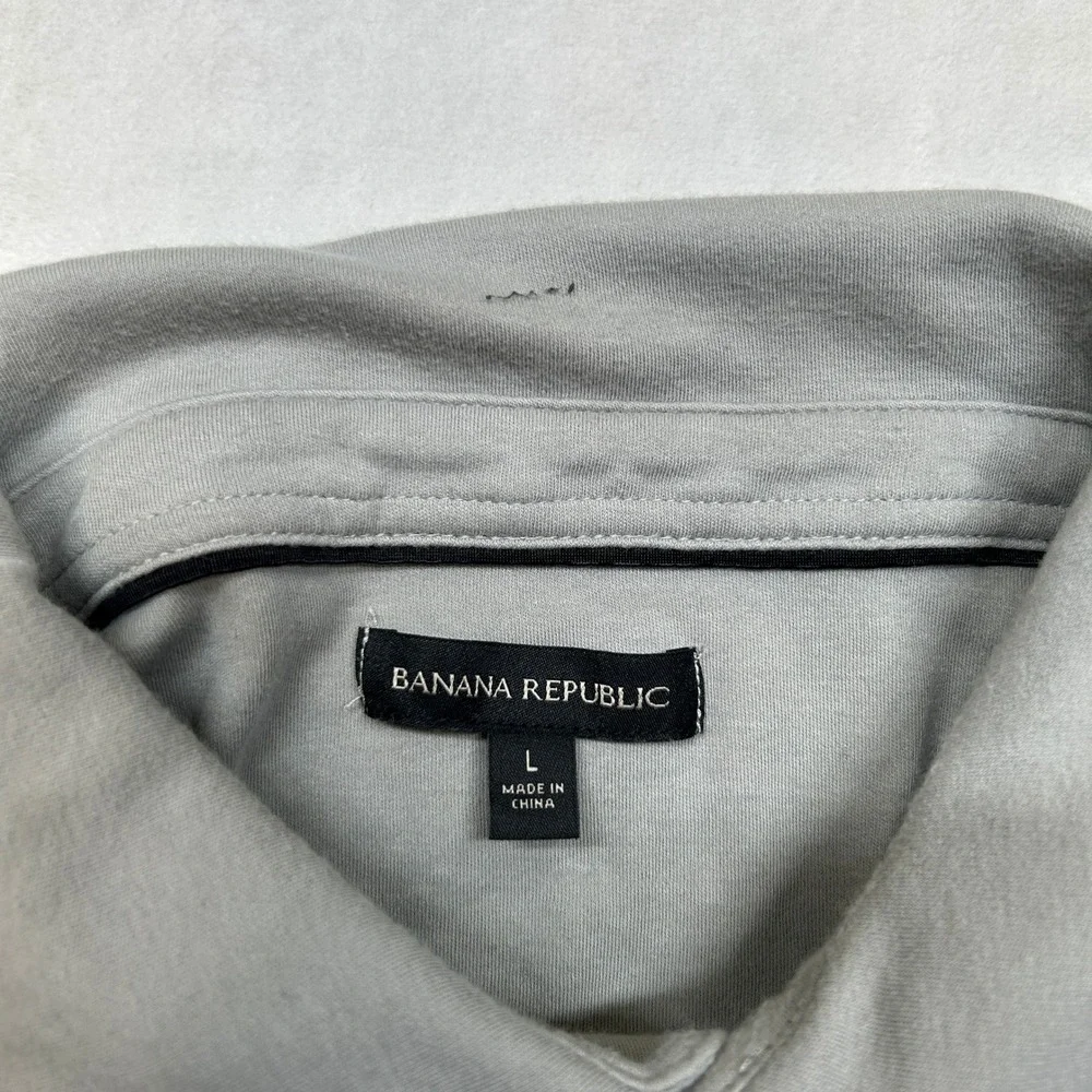 Banana Republic Long Sleeve Polo Shirt Men's Large Grey Cotton‎ Casual Top